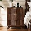 image:imageVINGLI Night Stand with Charging Station amp Led Light 19 W Fluted Nightstand Round Edge Wood Nightstand Mid Century Modern End Table Bed Side Table for Bedroom Living Room Gray OakWalnut