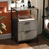 image:imageVINGLI Night Stand with Charging Station amp Led Light 19 W Fluted Nightstand Round Edge Wood Nightstand Mid Century Modern End Table Bed Side Table for Bedroom Living Room Gray OakGrey