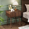 image:imageVINGLI Night Stand with Charging Station amp Led Light 19 W Fluted Nightstand Round Edge Wood Nightstand Mid Century Modern End Table Bed Side Table for Bedroom Living Room Gray OakWalnut