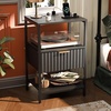 image:imageVINGLI Night Stand with Charging Station amp Led Light 19 W Fluted Nightstand Round Edge Wood Nightstand Mid Century Modern End Table Bed Side Table for Bedroom Living Room Gray OakBlack