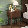 image:imageVINGLI Night Stand with Charging Station amp Led Light 19 W Fluted Nightstand Round Edge Wood Nightstand Mid Century Modern End Table Bed Side Table for Bedroom Living Room Gray OakWalnut