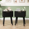 image:imageVINGLI Night Stand with Charging Station amp Led Light 19 W Fluted Nightstand Round Edge Wood Nightstand Mid Century Modern End Table Bed Side Table for Bedroom Living Room Gray OakBlack