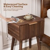 image:imageVINGLI Night Stand with Charging Station amp Led Light 19 W Fluted Nightstand Round Edge Wood Nightstand Mid Century Modern End Table Bed Side Table for Bedroom Living Room Gray OakWalnut