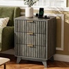 image:imageVINGLI Night Stand with Charging Station amp Led Light 19 W Fluted Nightstand Round Edge Wood Nightstand Mid Century Modern End Table Bed Side Table for Bedroom Living Room Gray OakGrey