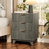 image:imageVINGLI Night Stand with Charging Station amp Led Light 19 W Fluted Nightstand Round Edge Wood Nightstand Mid Century Modern End Table Bed Side Table for Bedroom Living Room Gray OakGrey
