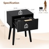 image:imageVINGLI Night Stand with Charging Station amp Led Light 19 W Fluted Nightstand Round Edge Wood Nightstand Mid Century Modern End Table Bed Side Table for Bedroom Living Room Gray OakBlack