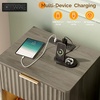image:imageVINGLI Night Stand with Charging Station amp Led Light 19 W Fluted Nightstand Round Edge Wood Nightstand Mid Century Modern End Table Bed Side Table for Bedroom Living Room Gray OakGrey
