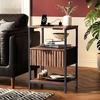 image:imageVINGLI Night Stand with Charging Station amp Led Light 19 W Fluted Nightstand Round Edge Wood Nightstand Mid Century Modern End Table Bed Side Table for Bedroom Living Room Gray OakWalnut