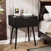 image:imageVINGLI Night Stand with Charging Station amp Led Light 19 W Fluted Nightstand Round Edge Wood Nightstand Mid Century Modern End Table Bed Side Table for Bedroom Living Room Gray OakBlack
