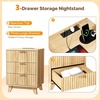 image:imageVINGLI Night Stand with Charging Station amp Led Light 19 W Fluted Nightstand Round Edge Wood Nightstand Mid Century Modern End Table Bed Side Table for Bedroom Living Room Gray OakOak