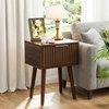image:imageVINGLI Night Stand with Charging Station amp Led Light 19 W Fluted Nightstand Round Edge Wood Nightstand Mid Century Modern End Table Bed Side Table for Bedroom Living Room Gray OakWalnut