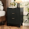 image:imageVINGLI Night Stand with Charging Station amp Led Light 19 W Fluted Nightstand Round Edge Wood Nightstand Mid Century Modern End Table Bed Side Table for Bedroom Living Room Gray OakBlack