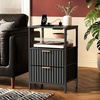 image:imageVINGLI Night Stand with Charging Station amp Led Light 19 W Fluted Nightstand Round Edge Wood Nightstand Mid Century Modern End Table Bed Side Table for Bedroom Living Room Gray OakBlack
