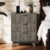 image:imageVINGLI Night Stand with Charging Station amp Led Light 19 W Fluted Nightstand Round Edge Wood Nightstand Mid Century Modern End Table Bed Side Table for Bedroom Living Room Gray OakGrey