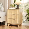 image:imageVINGLI Night Stand with Charging Station amp Led Light 19 W Fluted Nightstand Round Edge Wood Nightstand Mid Century Modern End Table Bed Side Table for Bedroom Living Room Gray OakOak