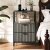 image:imageVINGLI Night Stand with Charging Station amp Led Light 19 W Fluted Nightstand Round Edge Wood Nightstand Mid Century Modern End Table Bed Side Table for Bedroom Living Room Gray OakGrey