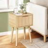 image:imageVINGLI Night Stand with Charging Station amp Led Light 19 W Fluted Nightstand Round Edge Wood Nightstand Mid Century Modern End Table Bed Side Table for Bedroom Living Room Gray OakOak