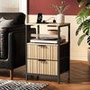 image:imageVINGLI Night Stand with Charging Station amp Led Light 19 W Fluted Nightstand Round Edge Wood Nightstand Mid Century Modern End Table Bed Side Table for Bedroom Living Room Gray OakOak
