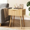 image:imageVINGLI Night Stand with Charging Station amp Led Light 19 W Fluted Nightstand Round Edge Wood Nightstand Mid Century Modern End Table Bed Side Table for Bedroom Living Room Gray OakOak