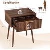 image:imageVINGLI Night Stand with Charging Station amp Led Light 19 W Fluted Nightstand Round Edge Wood Nightstand Mid Century Modern End Table Bed Side Table for Bedroom Living Room Gray OakWalnut