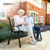 image:imageVINGLI Outdoor Bench Weather Resistant Cast Iron FrameTeak Wood Seat wPVC Backrest 3Person 470lbs Capacity Garden Bench for Park Porch Entryway Patio Arch