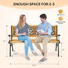 image:imageVINGLI Outdoor Bench Weather Resistant Cast Iron FrameTeak Wood Seat wPVC Backrest 3Person 470lbs Capacity Garden Bench for Park Porch Entryway Patio Arch