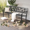 image:imageVINGLI Outdoor Metal Bench wPVC Back  All Weather Resistant Black Garden Patio Bench for Entryway Front Porch Entryway Decor Deck Black TulipBlack