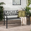 image:imageVINGLI Outdoor Metal Bench wPVC Back  All Weather Resistant Black Garden Patio Bench for Entryway Front Porch Entryway Decor Deck Black TulipBlack