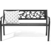 image:imageVINGLI Outdoor Metal Bench wPVC Back  All Weather Resistant Black Garden Patio Bench for Entryway Front Porch Entryway Decor Deck Black TulipBlack