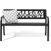 image:imageVINGLI Outdoor Metal Bench wPVC Back  All Weather Resistant Black Garden Patio Bench for Entryway Front Porch Entryway Decor Deck Black TulipBlack