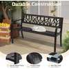 image:imageVINGLI Outdoor Metal Bench wPVC Back  All Weather Resistant Black Garden Patio Bench for Entryway Front Porch Entryway Decor Deck Black TulipBlack