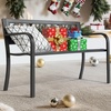 image:imageVINGLI Outdoor Metal Bench wPVC Back  All Weather Resistant Black Garden Patio Bench for Entryway Front Porch Entryway Decor Deck Black TulipBlack