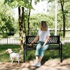 image:imageVINGLI Outdoor Metal Bench wPVC Back  All Weather Resistant Black Garden Patio Bench for Entryway Front Porch Entryway Decor Deck Black TulipBlack