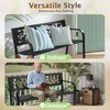 image:imageVINGLI Outdoor Metal Bench wPVC Back  All Weather Resistant Black Garden Patio Bench for Entryway Front Porch Entryway Decor Deck Black TulipBlack