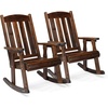 image:imageVINGLI Outdoor Rocking Chair with Footrest Wooden Rocking Chair with 450 LBS Weight Capacity Patio Rocker with Comfortable Backrest for Garden Yard Navy Blue 2PCSRustic
