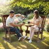image:imageVINGLI Outdoor Rocking Chair with Footrest Wooden Rocking Chair with 450 LBS Weight Capacity Patio Rocker with Comfortable Backrest for Garden Yard Navy Blue 2PCSRustic