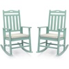 image:imageVINGLI Outdoor Rocking Chair with Footrest Wooden Rocking Chair with 450 LBS Weight Capacity Patio Rocker with Comfortable Backrest for Garden Yard Navy Blue 2PCSMine Green