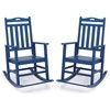 image:imageVINGLI Outdoor Rocking Chair with Footrest Wooden Rocking Chair with 450 LBS Weight Capacity Patio Rocker with Comfortable Backrest for Garden Yard Navy Blue 2PCSBlue