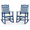 image:imageVINGLI Outdoor Rocking Chair with Footrest Wooden Rocking Chair with 450 LBS Weight Capacity Patio Rocker with Comfortable Backrest for Garden Yard Navy Blue 2PCSNavy Blue