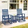 image:imageVINGLI Outdoor Rocking Chair with Footrest Wooden Rocking Chair with 450 LBS Weight Capacity Patio Rocker with Comfortable Backrest for Garden Yard Navy Blue 2PCSBlue