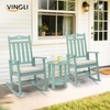 image:imageVINGLI Outdoor Rocking Chair with Footrest Wooden Rocking Chair with 450 LBS Weight Capacity Patio Rocker with Comfortable Backrest for Garden Yard Navy Blue 2PCSMine Green