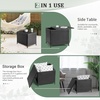 image:imageVINGLI Outdoor Side Table with Storage 27Gallon Patio Deck Box Outdoor Wicker Side Table for Poolside Balcony Storage Table Brown SquareBlack