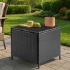 image:imageVINGLI Outdoor Side Table with Storage 27Gallon Patio Deck Box Outdoor Wicker Side Table for Poolside Balcony Storage Table Brown SquareBlack