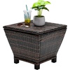 image:imageVINGLI Outdoor Side Table with Storage 27Gallon Patio Deck Box Outdoor Wicker Side Table for Poolside Balcony Storage Table Brown SquareBrown