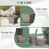 image:imageVINGLI Outdoor Side Table with Storage 27Gallon Patio Deck Box Outdoor Wicker Side Table for Poolside Balcony Storage Table Brown SquareGrey
