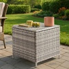 image:imageVINGLI Outdoor Side Table with Storage 27Gallon Patio Deck Box Outdoor Wicker Side Table for Poolside Balcony Storage Table Brown SquareGrey