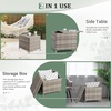 image:imageVINGLI Outdoor Side Table with Storage 27Gallon Patio Deck Box Outdoor Wicker Side Table for Poolside Balcony Storage Table Brown SquareGrey