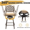 image:imageVINGLI Outdoor Swivel Bar Stools Set of 2 Cast Aluminum Patio Bar Height Chairs AllWeather Bar Dining Chairs Outdoor Swivel Patio Furniture Elizabethan BackGrid Back