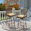 image:imageVINGLI Outdoor Swivel Bar Stools Set of 2 Cast Aluminum Patio Bar Height Chairs AllWeather Bar Dining Chairs Outdoor Swivel Patio Furniture Elizabethan BackGrid Back