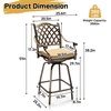 image:imageVINGLI Outdoor Swivel Bar Stools Set of 2 Cast Aluminum Patio Bar Height Chairs AllWeather Bar Dining Chairs Outdoor Swivel Patio Furniture Elizabethan BackGrid Back